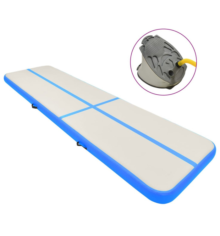 Tapis gonflable de gymnastique avec pompe 800x100x15cm PVC Bleu | Mobilier & Déco