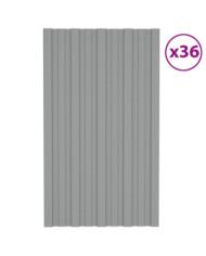 Panneaux de toiture 36 pcs Acier galvanisé Gris 80x45 cm | Mobilier & Déco