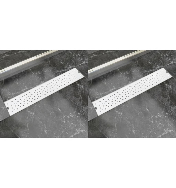 Drain de douche linéaire 2 pcs 630 x 140 mm Acier inoxydable | Mobilier & Déco