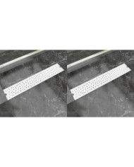 Drain de douche linéaire 2 pcs 630 x 140 mm Acier inoxydable | Mobilier & Déco