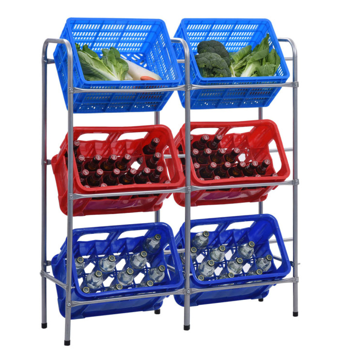 Étagère de rangement pour 6 caisses Argenté 96x33x116 cm Acier | Mobilier & Déco