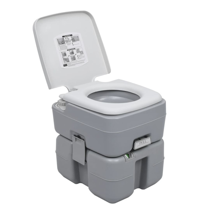 Toilette portable de camping Gris 20+10 L | Mobilier & Déco