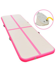 Tapis gonflable de gymnastique avec pompe 300x100x10cm PVC Rose | Mobilier & Déco