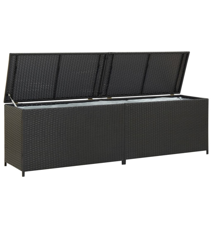 Boîte de rangement de jardin résine tressée 200x50x60 cm noir | Mobilier & Déco