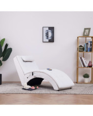 Chaise longue de massage avec oreiller Blanc Similicuir | Mobilier & Déco