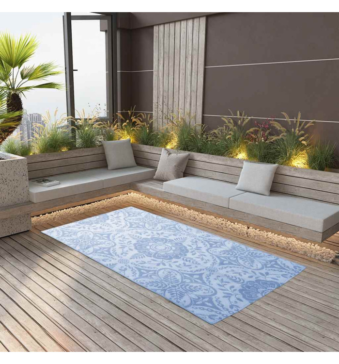 Tapis d'extérieur ARAKIL Bleu azuré 120x180 cm PP | Mobilier & Déco