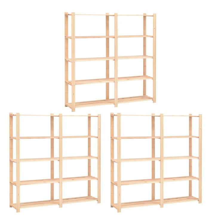 Étagères de rangement à 5 niveaux 3pcs 170x38x170 cm Pin 500 kg | Mobilier & Déco