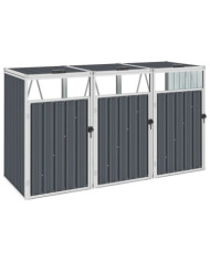 Abri de poubelle triple Gris 213x81x121 cm Acier | Mobilier & Déco