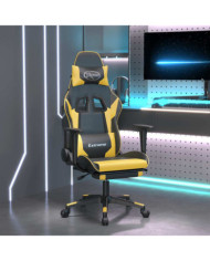 Chaise de jeu de massage et repose-pied Noir doré Similicuir | Mobilier & Déco
