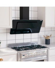 Hotte murale 90 cm Acier inoxydable et verre trempé Noir | Mobilier & Déco