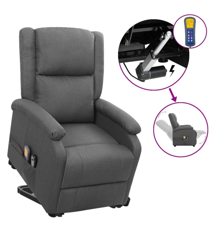 Fauteuil de massage inclinable Gris foncé Tissu | Mobilier & Déco