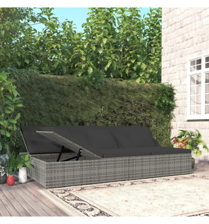 Transat convertible avec coussin Résine tressée Gris foncé | Mobilier & Déco