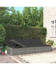 Transat convertible avec coussin Résine tressée Gris foncé | Mobilier & Déco
