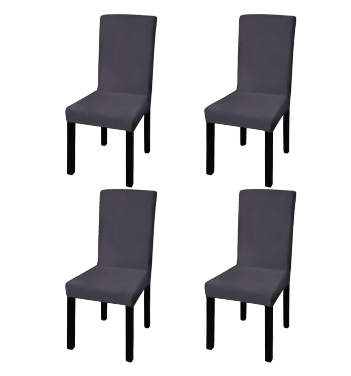 Housse de chaise droite extensible 4 pcs anthracite | Mobilier & Déco