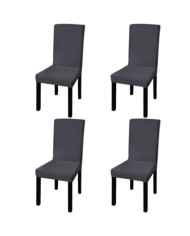 Housse de chaise droite extensible 4 pcs anthracite | Mobilier & Déco