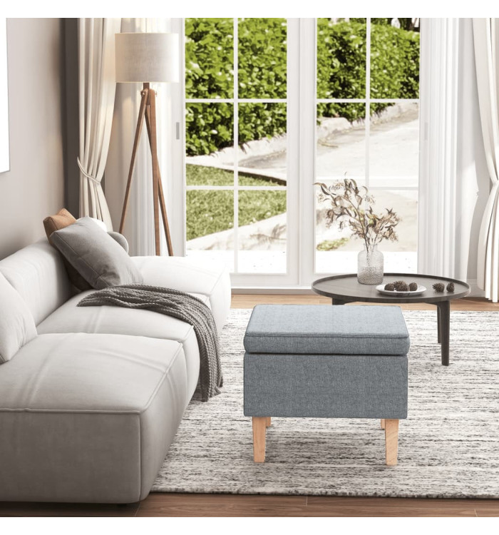 Tabouret avec pieds en bois Gris clair Tissu | Mobilier & Déco