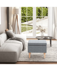 Tabouret avec pieds en bois Gris clair Tissu | Mobilier & Déco