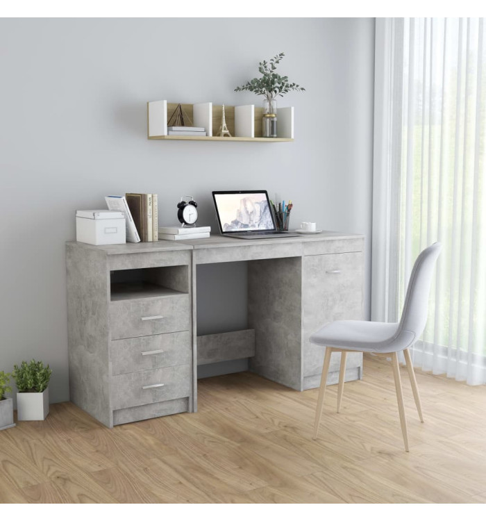 Bureau Gris béton 140x50x76 cm Bois d’ingénierie | Mobilier & Déco