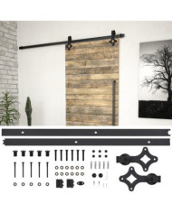 Kit de quincaillerie de porte coulissante SKIEN 200 cm noir | Mobilier & Déco