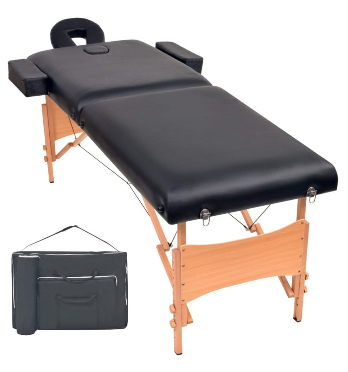 Table de massage pliable à 2 zones 10 cm d'épaisseur Noir | Mobilier & Déco