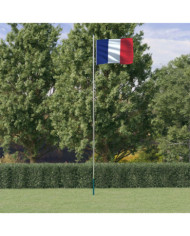 Drapeau de la France et mât 6,23 m Aluminium | Mobilier & Déco