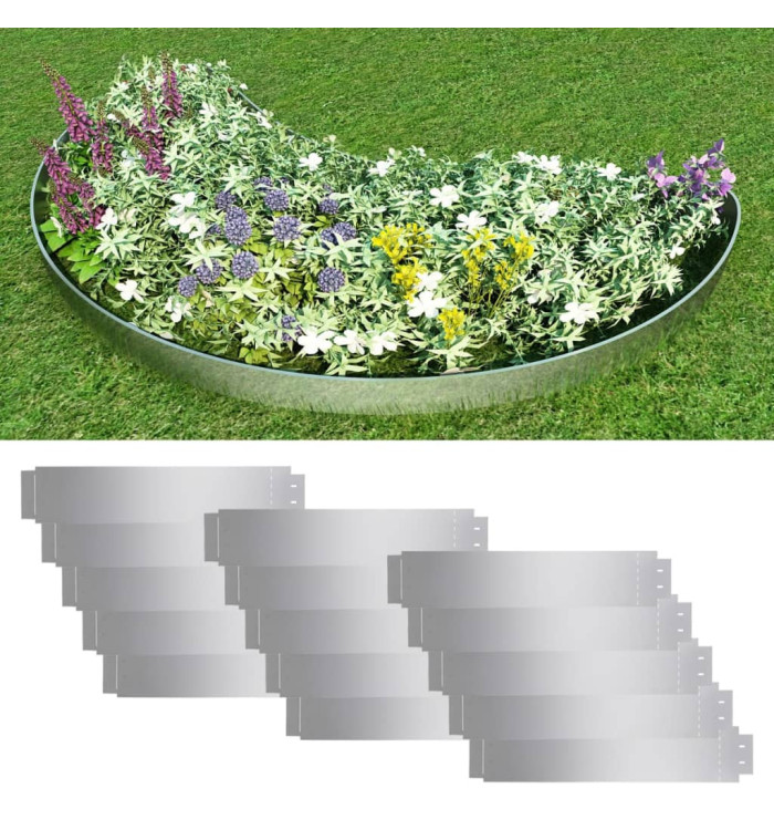 Clôture de pelouse 15 pcs Acier galvanisé 100x20 cm | Mobilier & Déco