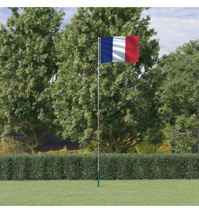 Drapeau de la France et mât 5,55 m Aluminium | Mobilier & Déco