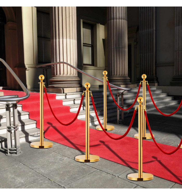 Jeu de barrières de file d'attente VIP 3 pcs Inox Doré | Mobilier & Déco