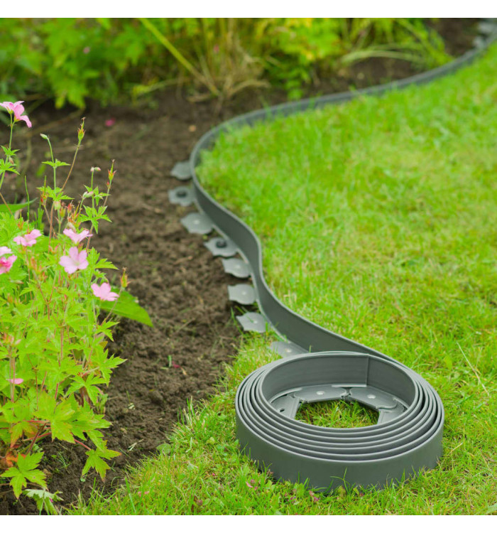 Nature Bordure de jardin 5 cm x 10 m Gris | Mobilier & Déco