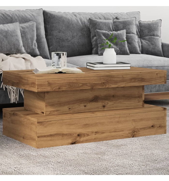 Table basse avec lumières LED chêne artisanal 90x50x40 cm | Mobilier & Déco