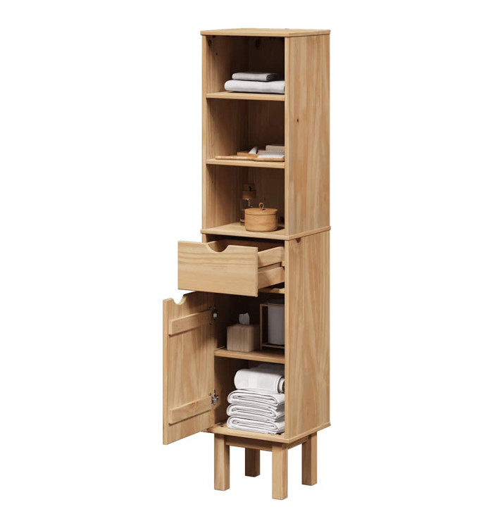 Armoire de salle de bain OTTA 35x30x159 cm bois massif de pin | Mobilier & Déco