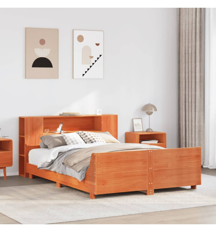 Cadre de lit sans matelas cire marron 120x190cm bois pin massif | Mobilier & Déco