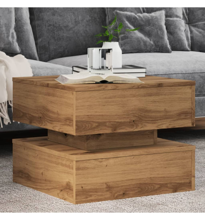 Table basse avec lumières LED chêne artisanal 50x50x40 cm | Mobilier & Déco