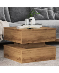 Table basse avec lumières LED chêne artisanal 50x50x40 cm | Mobilier & Déco