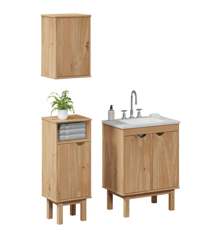 Ensemble de meubles salle de bain 3 pcs OTTA bois de pin massif | Mobilier & Déco