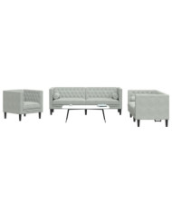 Ensemble de canapé Chesterfield et traversins 3 pcs gris clair | Mobilier & Déco
