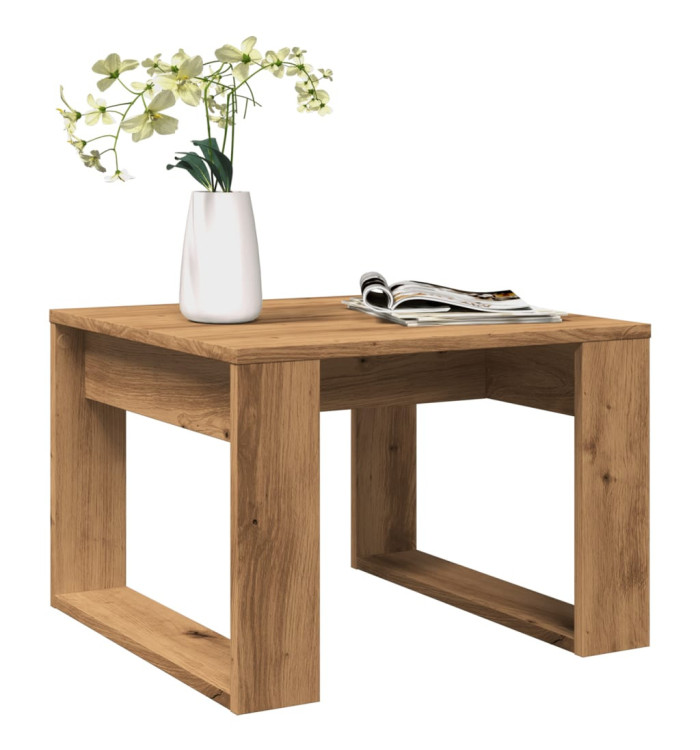 Table d'appoint chêne artisanal 50x50x35 cm bois d'ingénierie | Mobilier & Déco