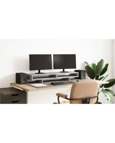 Support de moniteur gris béton 100x27x15 cm bois d'ingénierie | Mobilier & Déco