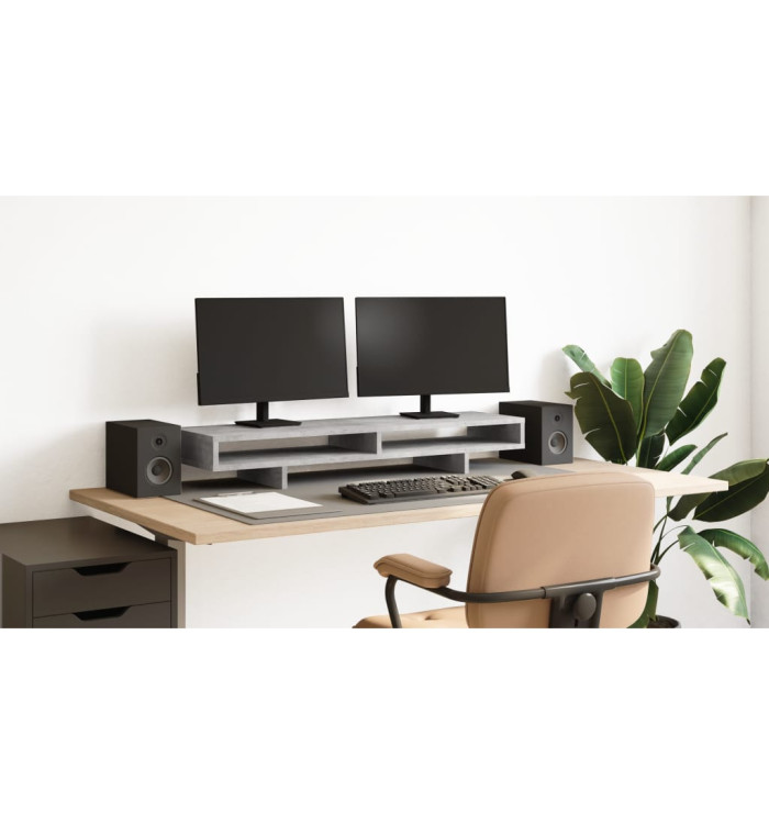 Support de moniteur gris béton 100x27x15 cm bois d'ingénierie | Mobilier & Déco