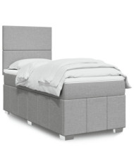 Sommier à lattes de lit avec matelas Gris clair 90x200 cm Tissu | Mobilier & Déco