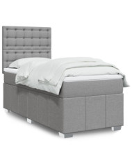 Sommier à lattes de lit avec matelas Gris clair 90x200 cm Tissu | Mobilier & Déco