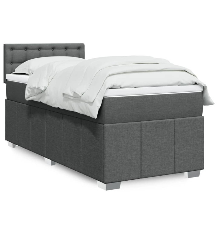 Sommier à lattes de lit avec matelas Gris foncé 100x200cm Tissu | Mobilier & Déco