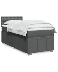 Sommier à lattes de lit avec matelas Gris foncé 100x200cm Tissu | Mobilier & Déco