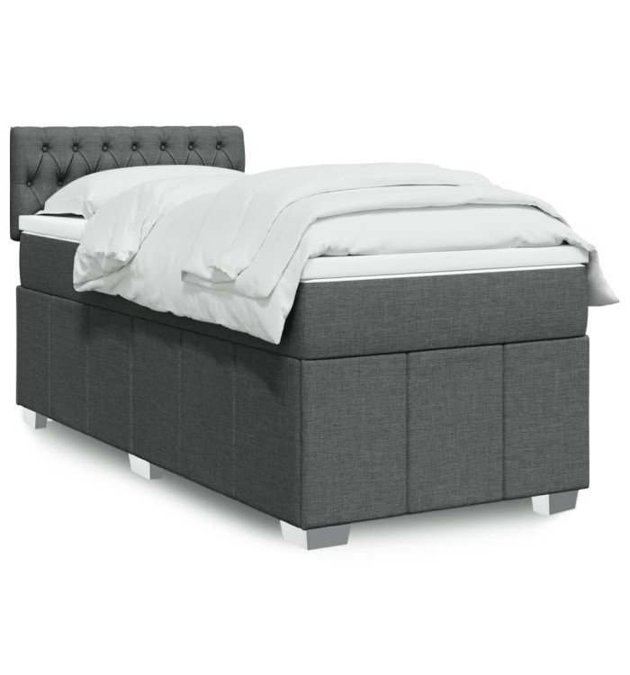 Sommier à lattes de lit avec matelas Gris foncé 100x200cm Tissu | Mobilier & Déco
