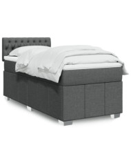 Sommier à lattes de lit avec matelas Gris foncé 100x200cm Tissu | Mobilier & Déco