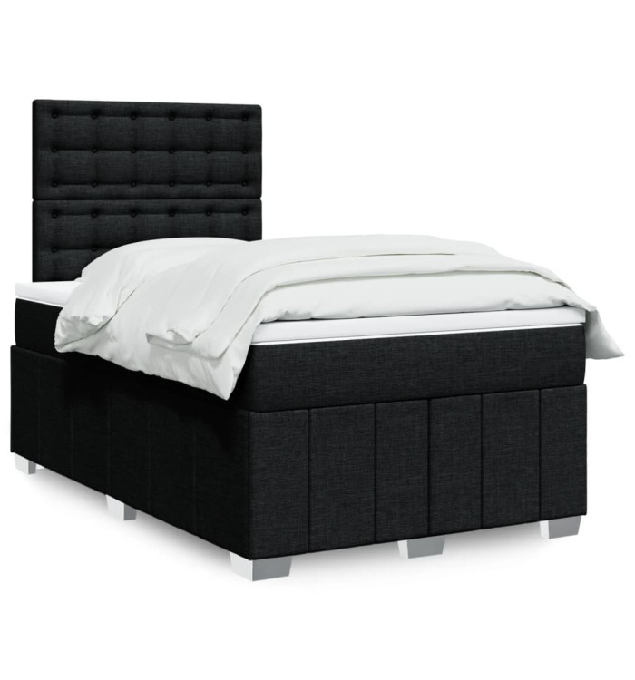 Sommier à lattes de lit avec matelas noir 120x190 cm tissu | Mobilier & Déco