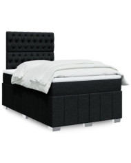 Sommier à lattes de lit avec matelas noir 120x190 cm tissu | Mobilier & Déco