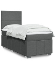 Sommier à lattes de lit avec matelas Gris foncé 100x200cm Tissu | Mobilier & Déco