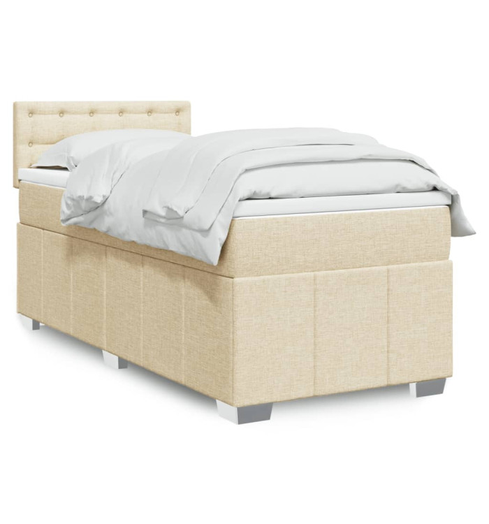 Sommier à lattes de lit et matelas Crème 90x190 cm Tissu | Mobilier & Déco