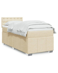 Sommier à lattes de lit et matelas Crème 90x190 cm Tissu | Mobilier & Déco